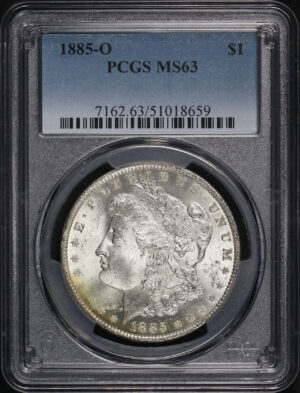 Obverse of this 1885-O Morgan Dollar PCGS MS-63