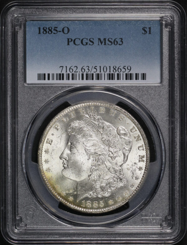 Obverse of this 1885-O Morgan Dollar PCGS MS-63