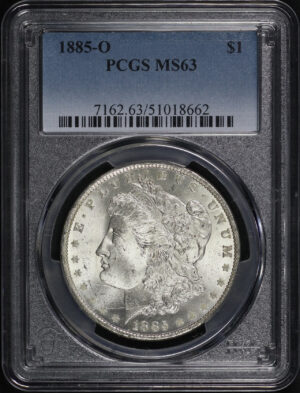 Obverse of this 1885-O Morgan Dollar PCGS MS-63