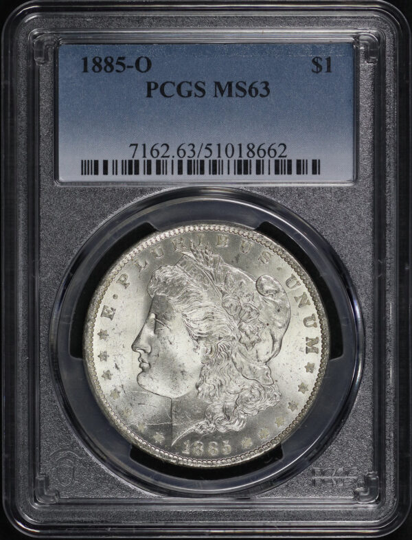 Obverse of this 1885-O Morgan Dollar PCGS MS-63
