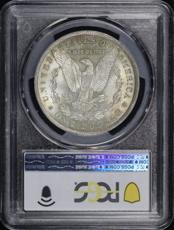 Reverse of this 1885-O Morgan Dollar PCGS MS-63 Orange & Green Toning