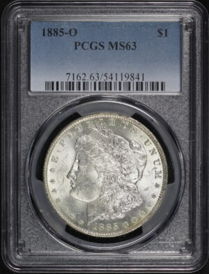 Obverse of this 1885-O Morgan Dollar PCGS MS-63