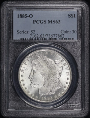 Obverse of this 1885-O Morgan Dollar PCGS MS-63