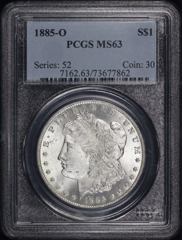 Obverse of this 1885-O Morgan Dollar PCGS MS-63