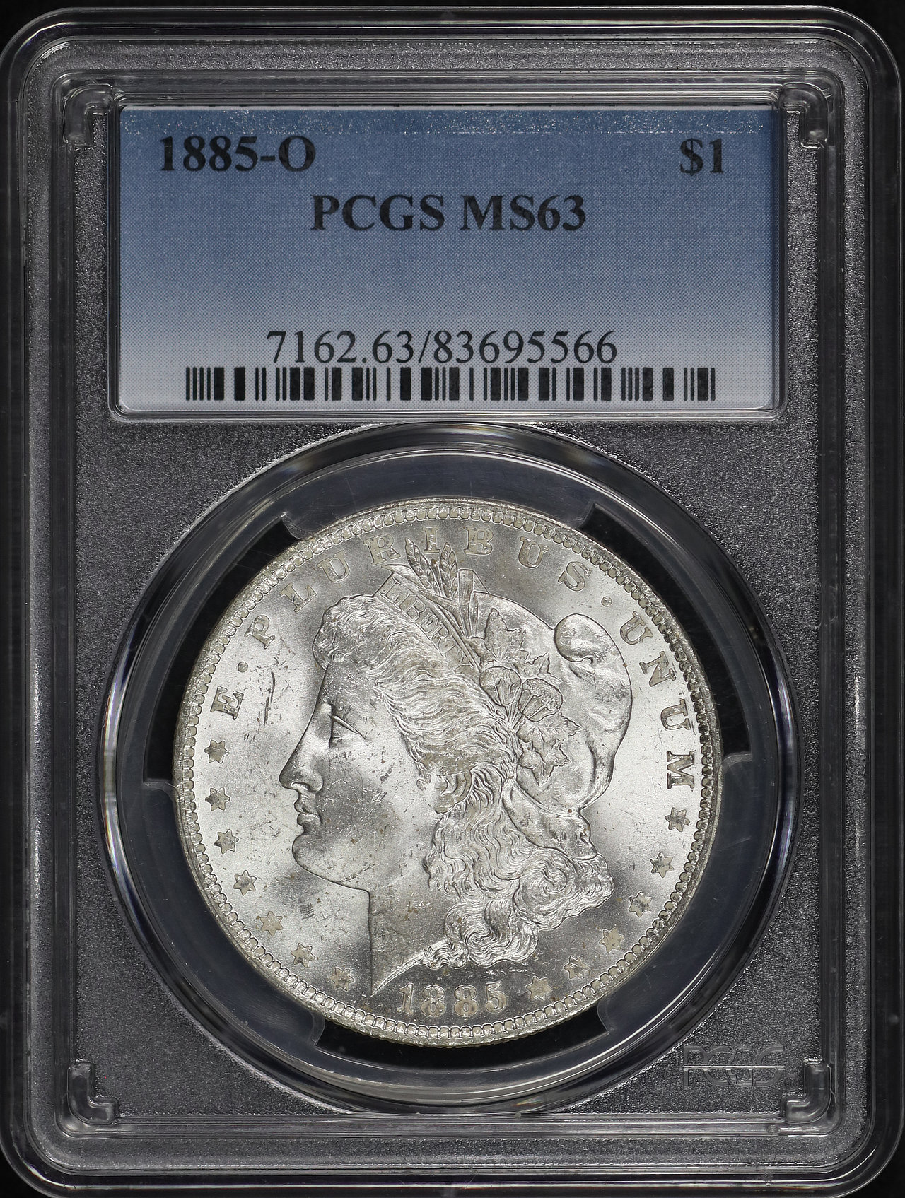 Obverse of this 1885-O Morgan Dollar PCGS MS-63