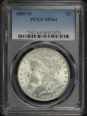 Obverse of this 1885-O Morgan Dollar PCGS MS-64