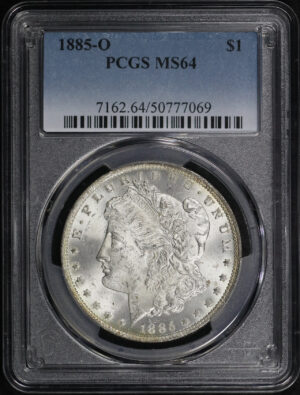 Obverse of this 1885-O Morgan Dollar PCGS MS-64