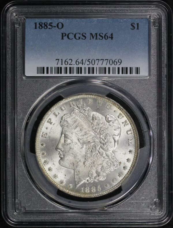 Obverse of this 1885-O Morgan Dollar PCGS MS-64