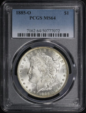 Obverse of this 1885-O Morgan Dollar PCGS MS-64