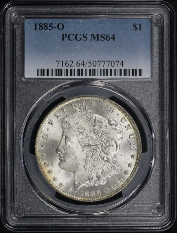 Obverse of this 1885-O Morgan Dollar PCGS MS-64