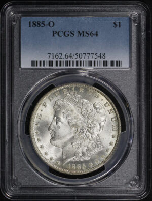 Obverse of this 1885-O Morgan Dollar PCGS MS-64