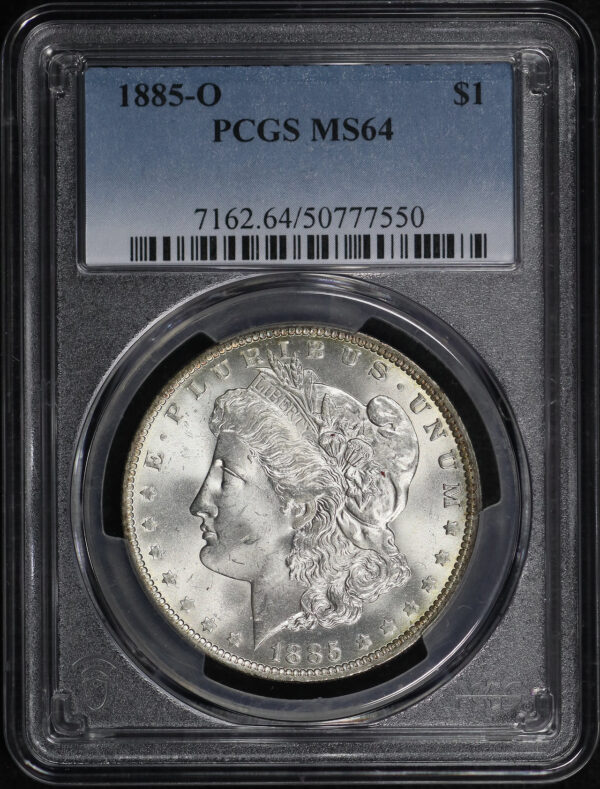 Obverse of this 1885-O Morgan Dollar PCGS MS-64