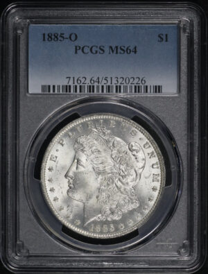 Obverse of this 1885-O Morgan Dollar PCGS MS-64