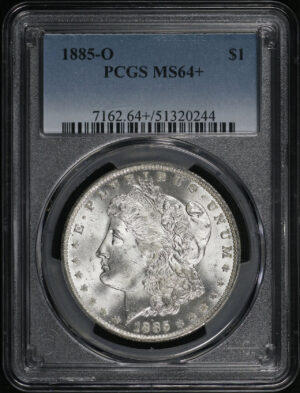 Obverse of this 1885-O Morgan Dollar PCGS MS-64+
