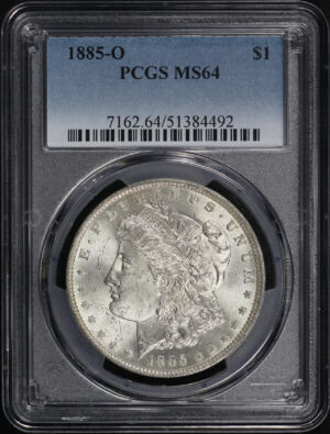 Obverse of this 1885-O Morgan Dollar PCGS MS-64 – Vibrant Blue & Sunset Hue Reverse Toning