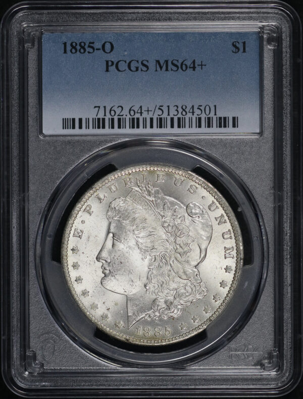 Obverse of this 1885-O Morgan Dollar PCGS MS-64+