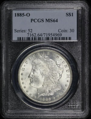Obverse of this 1885-O Morgan Dollar PCGS MS-64