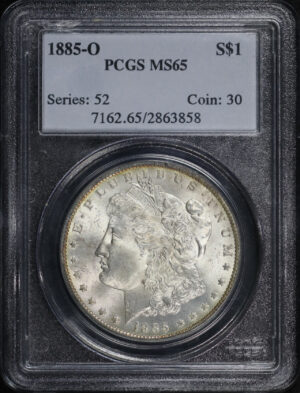 Obverse of this 1885-O Morgan Dollar PCGS MS-65