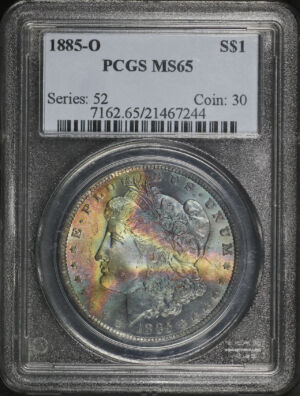 Obverse of this 1885-O Morgan Dollar PCGS MS-65