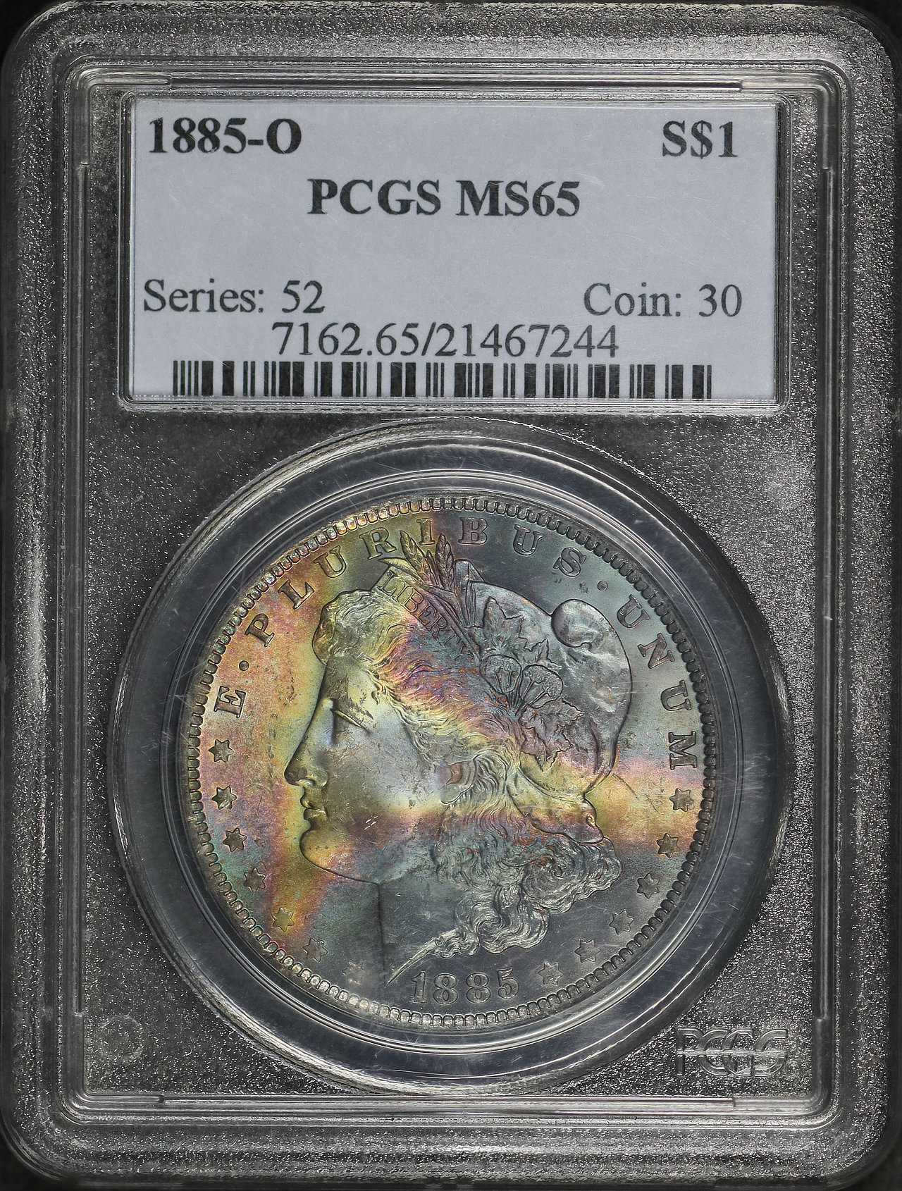 Obverse of this 1885-O Morgan Dollar PCGS MS-65