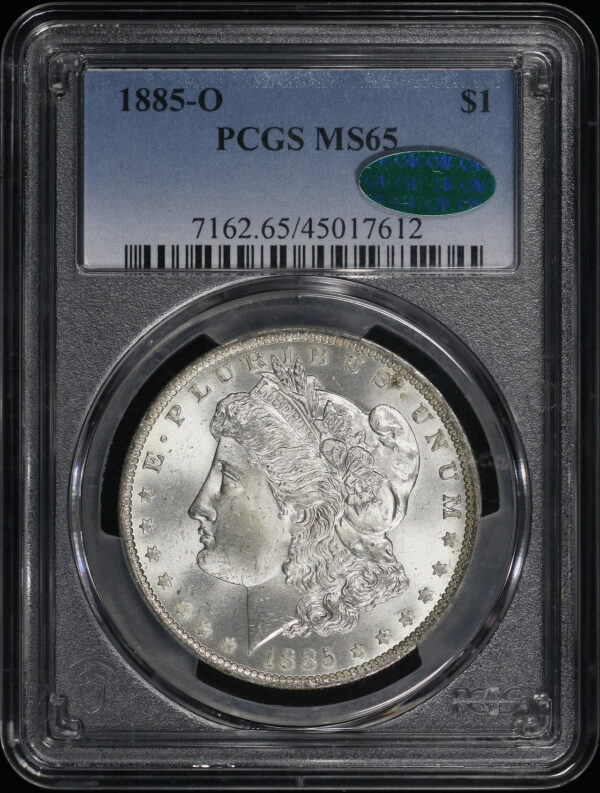 Obverse of this 1885-O Morgan Dollar PCGS MS-65 CAC