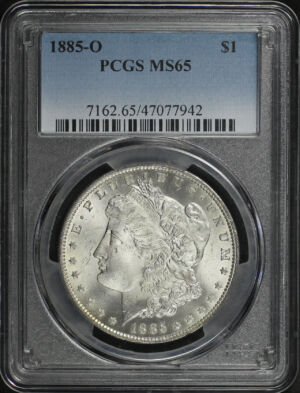 Obverse of this 1885-O Morgan Dollar PCGS MS-65