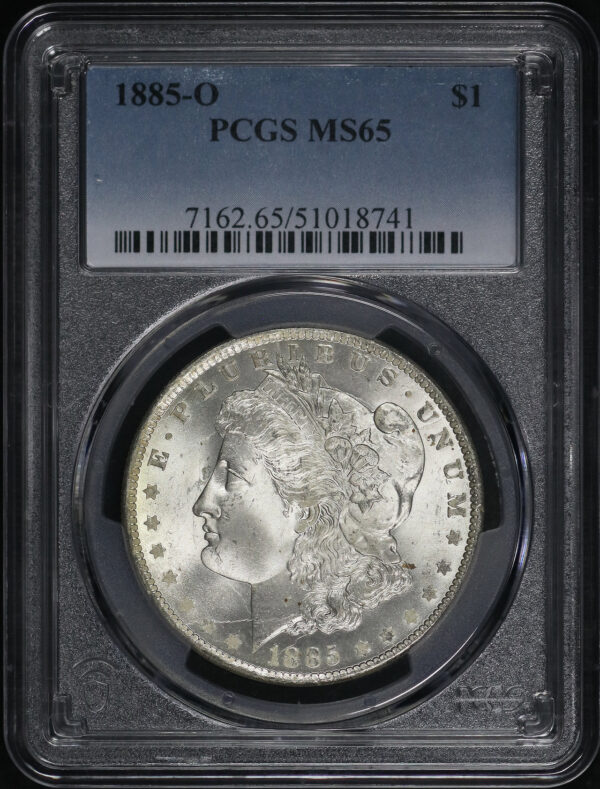 Obverse of this 1885-O Morgan Dollar PCGS MS-65
