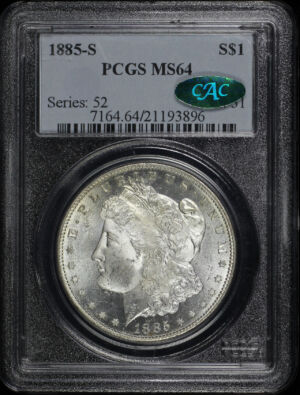Obverse of this 1885-S Morgan Dollar PCGS MS-64 CAC