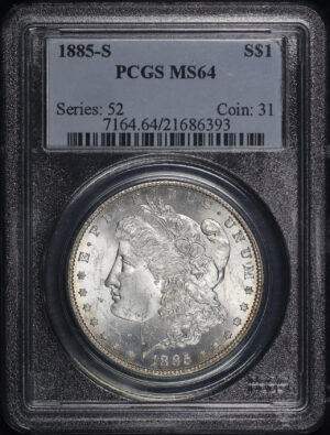 Obverse of this 1885-S Morgan Dollar PCGS MS-64