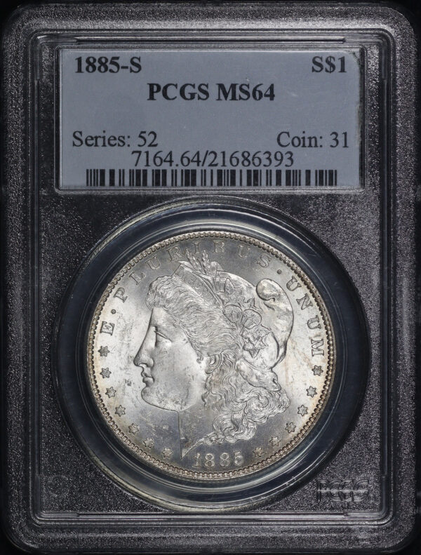 Obverse of this 1885-S Morgan Dollar PCGS MS-64
