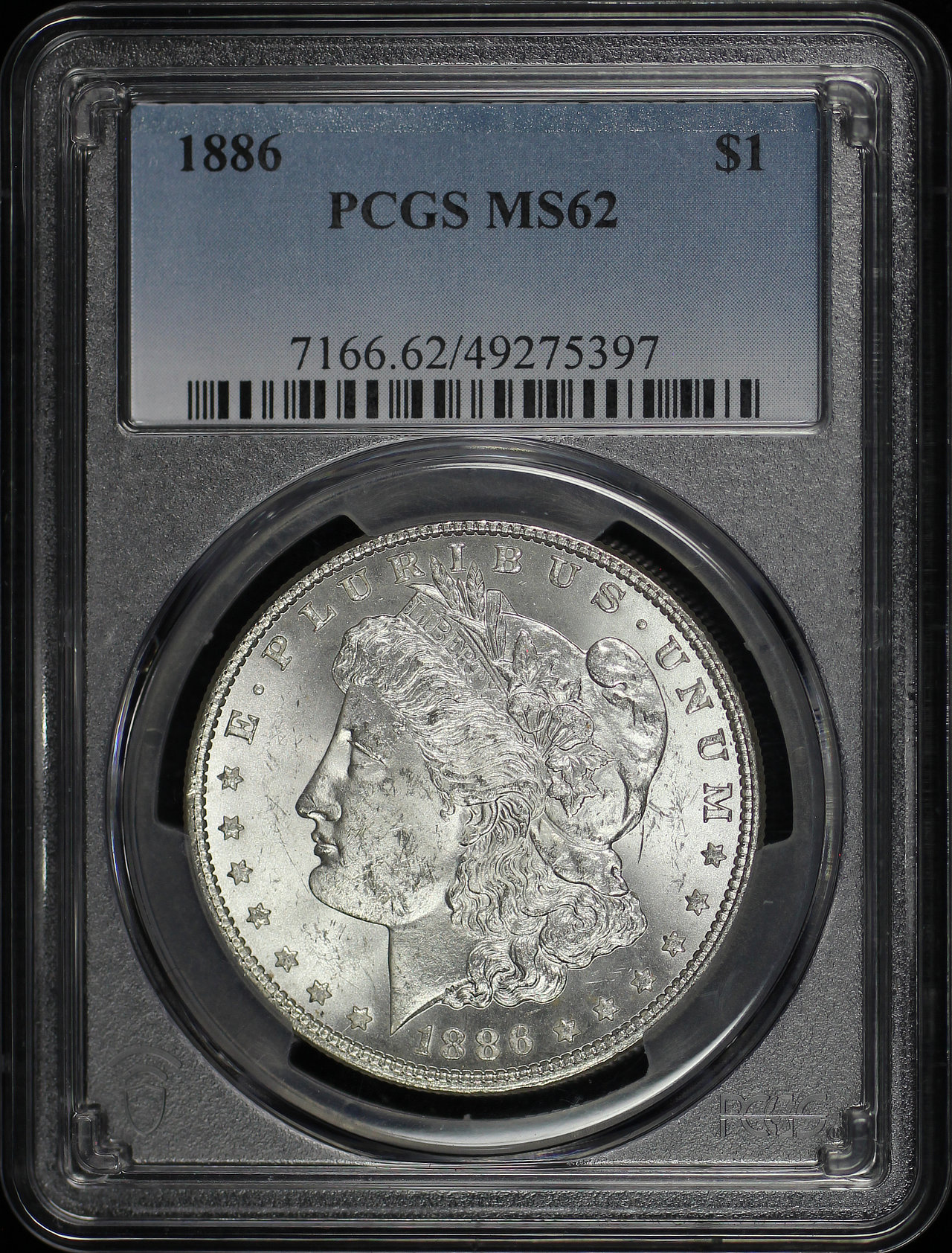 Obverse of this 1886 Morgan Dollar PCGS MS-62