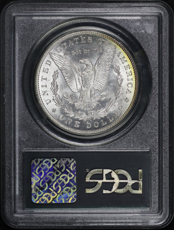 Reverse of this 1886 Morgan Dollar PCGS MS-63 Old Green Holder Rainbow Toning