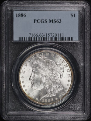 Obverse of this 1886 Morgan Dollar PCGS MS-63