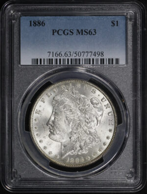 Obverse of this 1886 Morgan Dollar PCGS MS-63