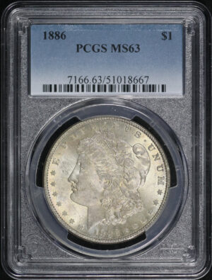 Obverse of this 1886 Morgan Dollar PCGS MS-63