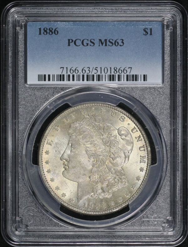 Obverse of this 1886 Morgan Dollar PCGS MS-63