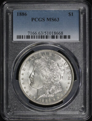 Obverse of this 1886 Morgan Dollar PCGS MS-63
