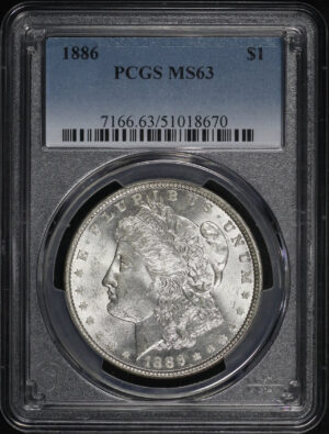 Obverse of this 1886 Morgan Dollar PCGS MS-63