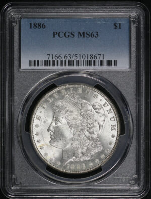 Obverse of this 1886 Morgan Dollar PCGS MS-63