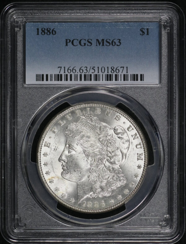 Obverse of this 1886 Morgan Dollar PCGS MS-63