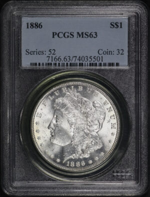 Obverse of this 1886 Morgan Dollar PCGS MS-63