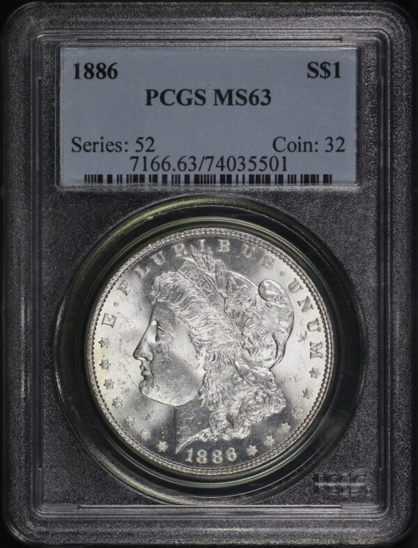 Obverse of this 1886 Morgan Dollar PCGS MS-63