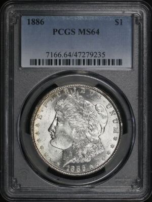 Obverse of this 1886 Morgan Dollar PCGS MS-64