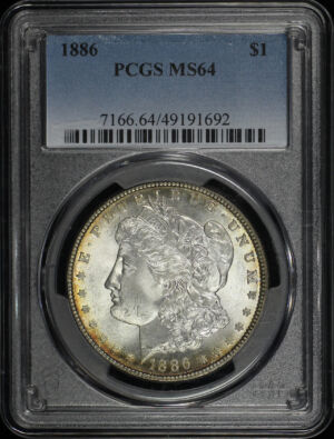 Obverse of this 1886 Morgan Dollar PCGS MS-64