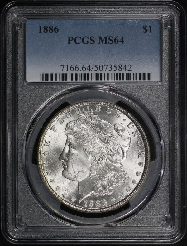 Obverse of this 1886 Morgan Dollar PCGS MS-64