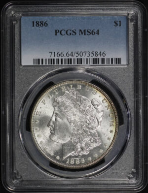 Obverse of this 1886 Morgan Dollar PCGS MS-64