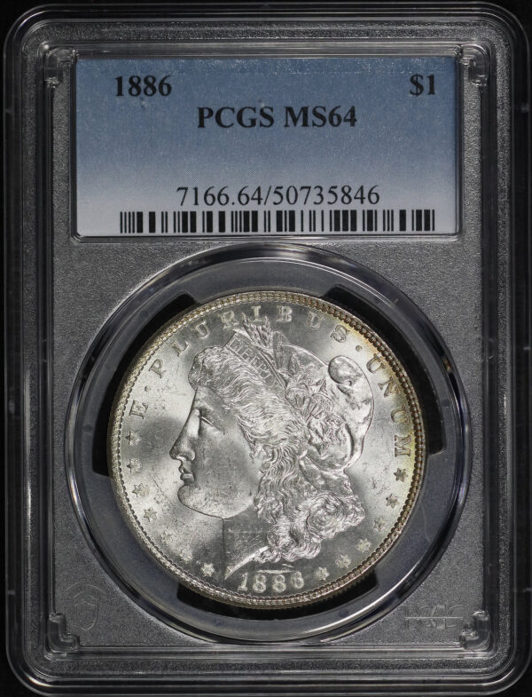 Obverse of this 1886 Morgan Dollar PCGS MS-64