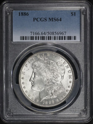 Obverse of this 1886 Morgan Dollar PCGS MS-64