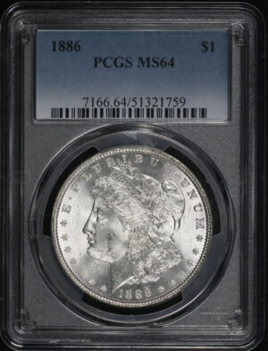 Obverse of this 1886 Morgan Dollar PCGS MS-64