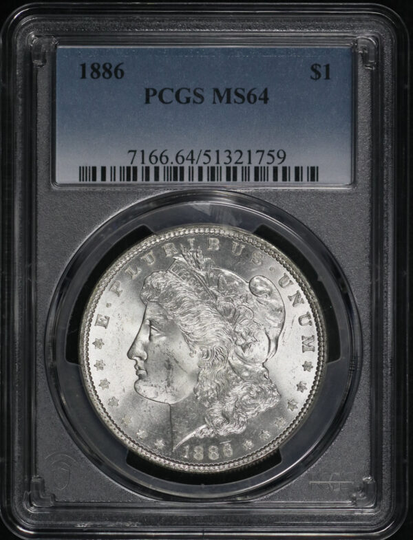 Obverse of this 1886 Morgan Dollar PCGS MS-64